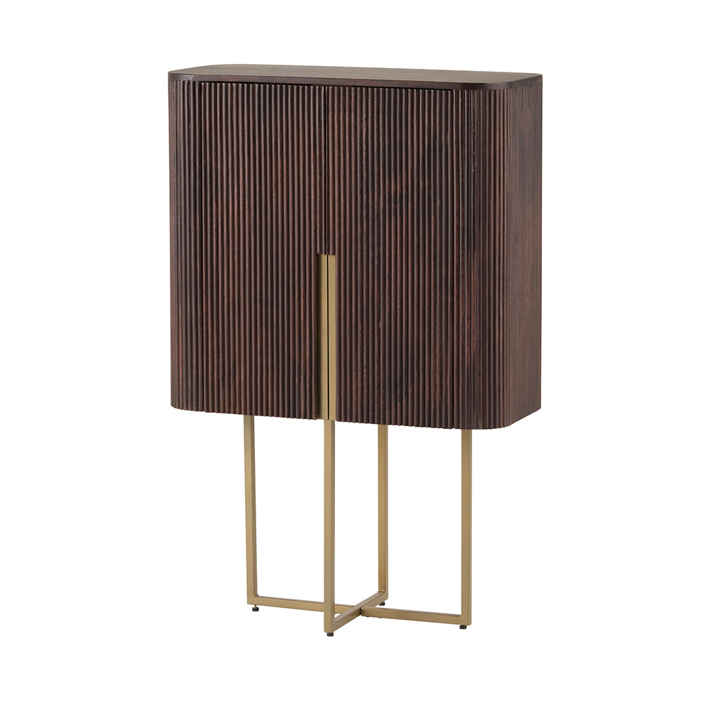 CAMBRDIGE 2-Door Walnut and Brass Cabinet