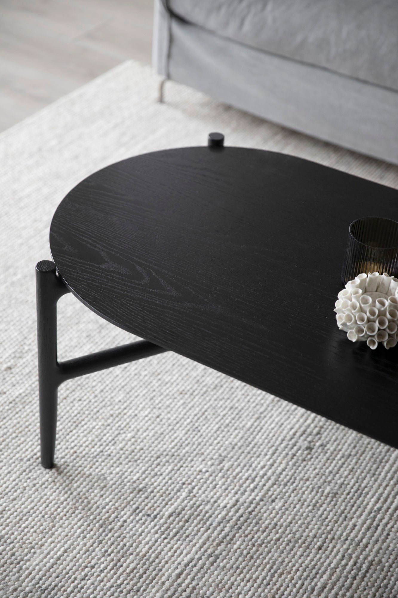 HOLTON Oval Black Coffee Table 130CM