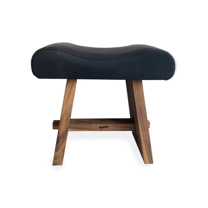 The Suar Stool with Leather - Natural Black