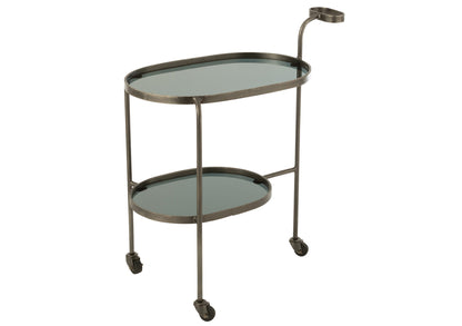 Dessert Trolley Ovale 2 Levels Iron/Glass Grey