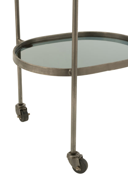 Dessert Trolley Ovale 2 Levels Iron/Glass Grey