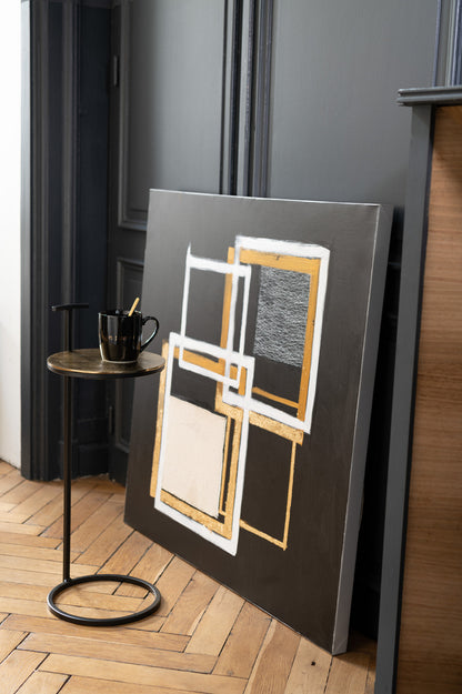 Painting Square Canvas/Wood Black/Gold