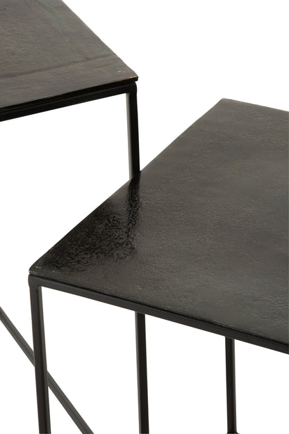 Set of 2 Side Tables in Antique Black