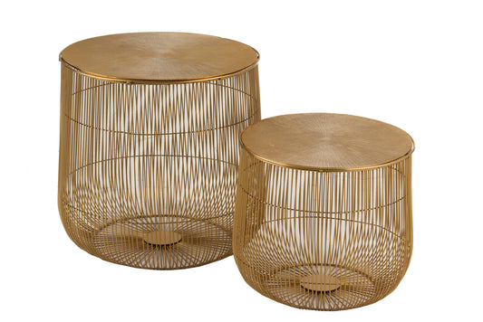 Gold Basket Set Of 2 Side Tables