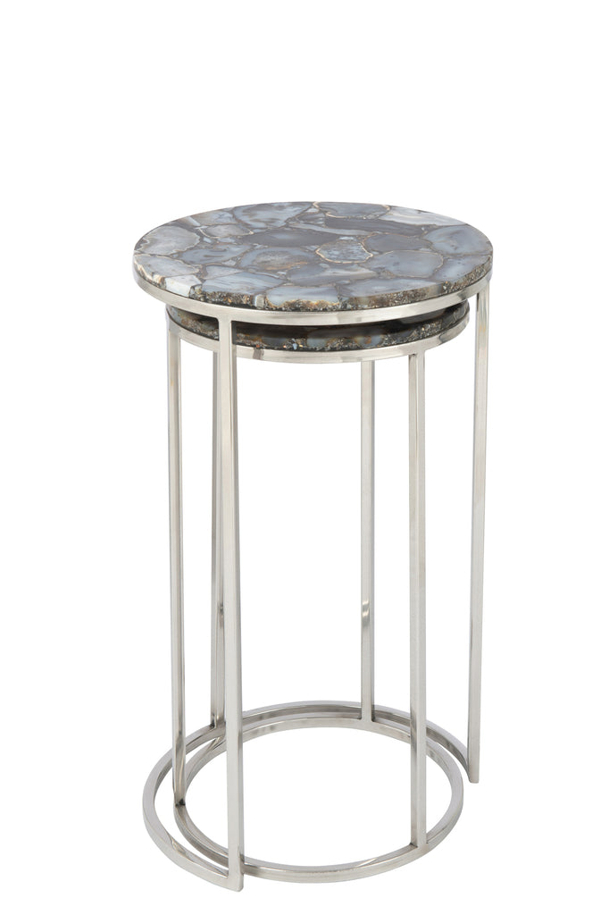 Set Of Two Side Tables in Agate Stone