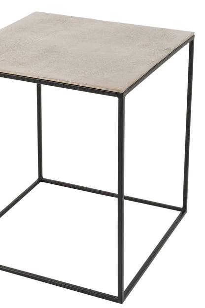 Set of 2 Side Tables Square Silver