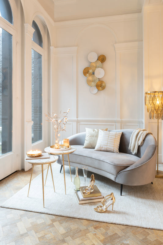 Set Of Two Side Table Marble & Gold