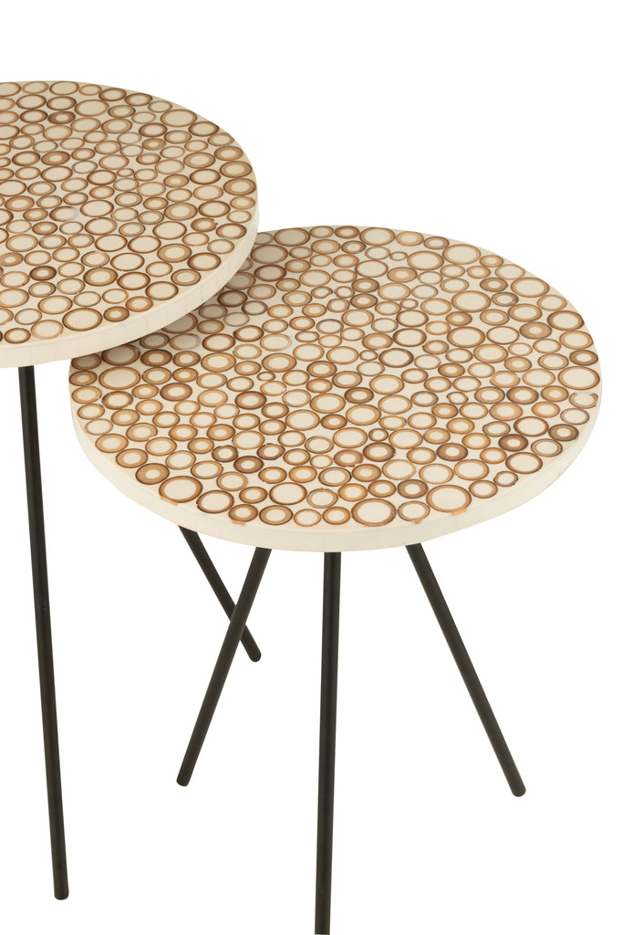 Set of 2 Round Resin Side Tables