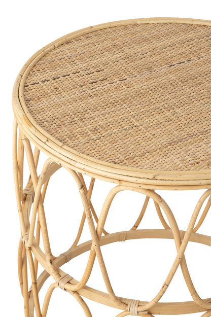 Set of 2 Side Tables Wave Pattern Rattan