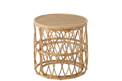 Set of 2 Side Tables Wave Pattern Rattan