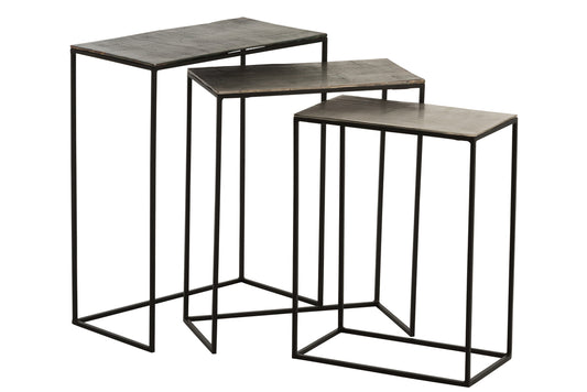 Set of 3 Side Tables Rectangular