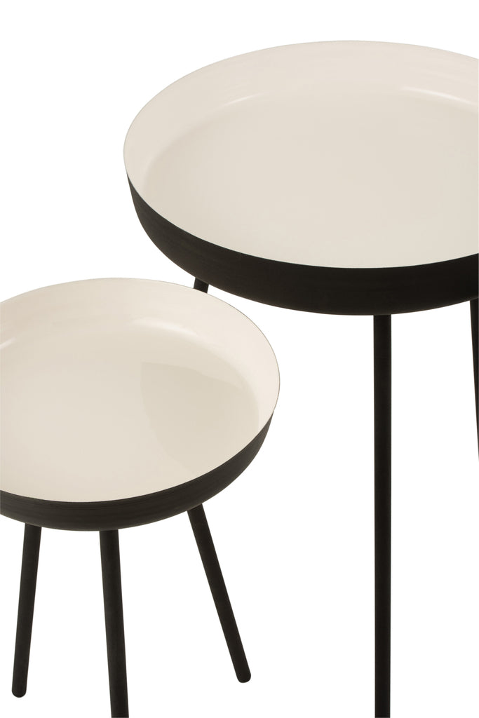 Set of 3 Side Tables Black/White