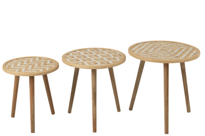 Patterns Set Of 3 Side Tables Bamboo