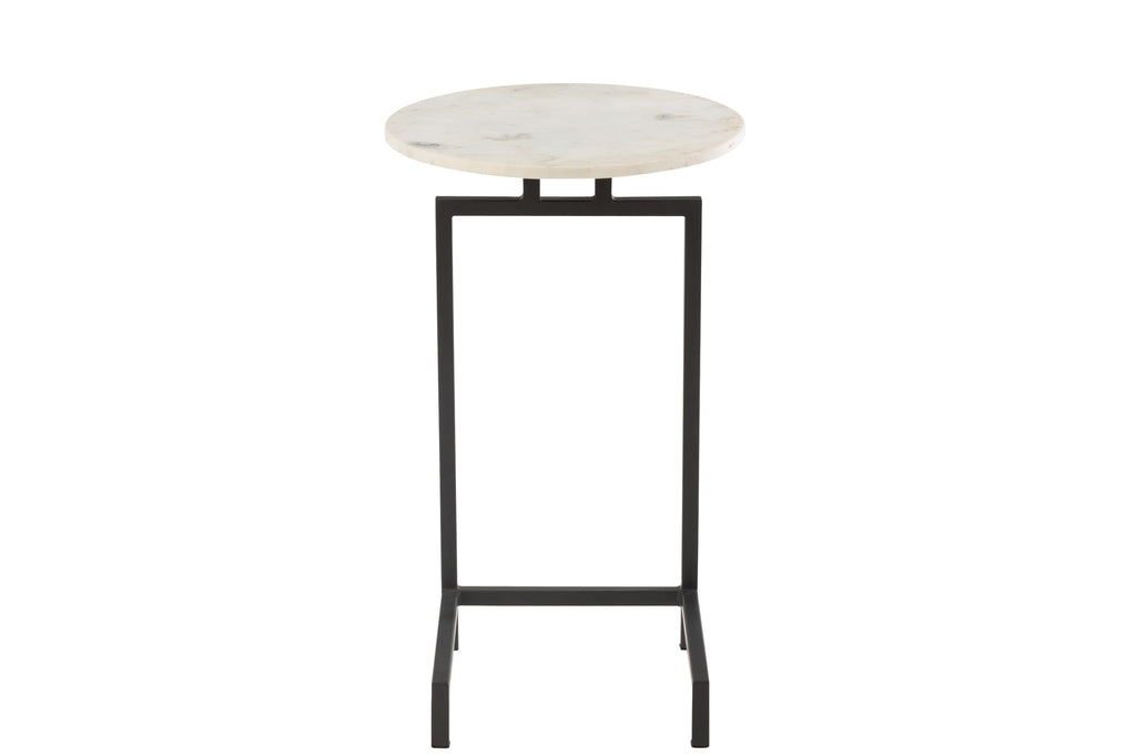 Side Table Round Marble/Iron White/Black