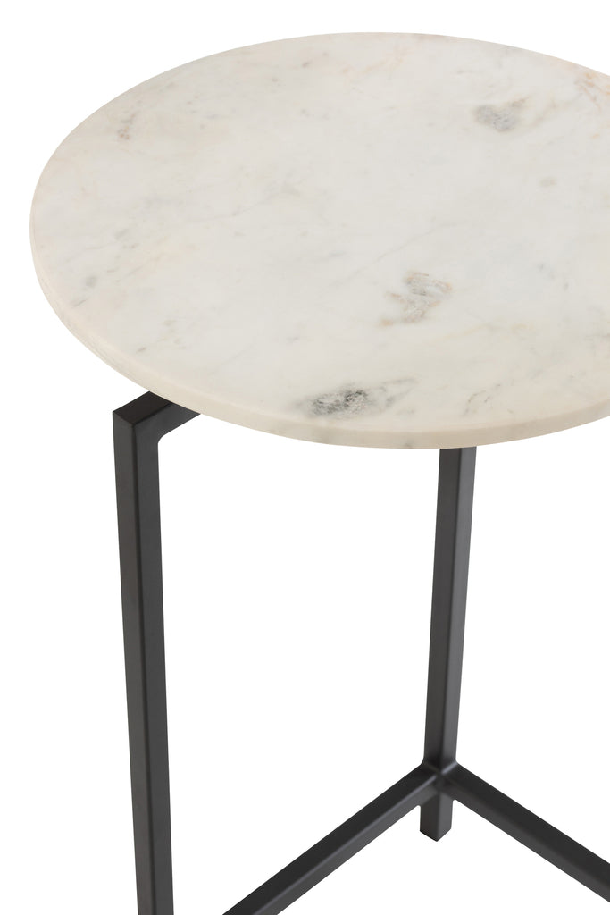 Side Table Round Marble/Iron White/Black