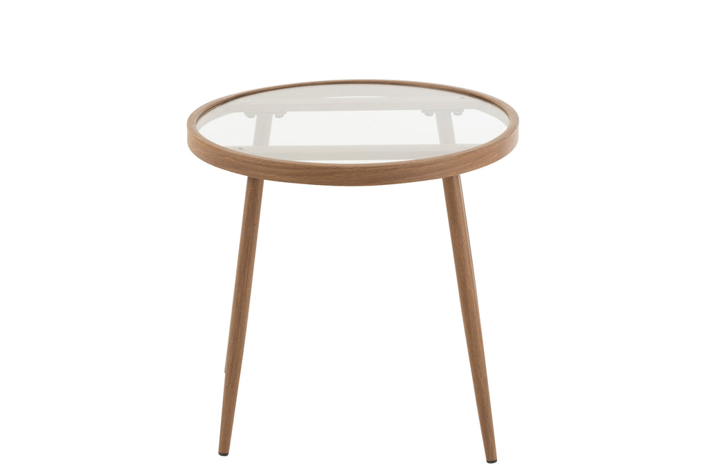 Side Table Round Metal/Glass Dark Brown