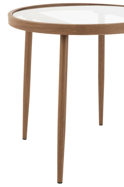 Side Table Round Metal/Glass Dark Brown