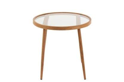 Side Table Round Metal/Glass Natural