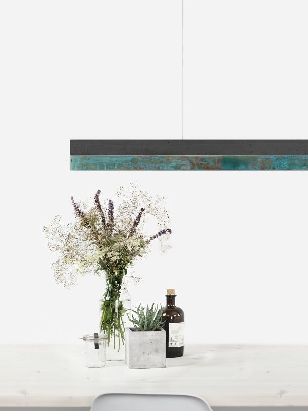 [C2] Concrete & Oxidised Copper Pendant Light 92CM