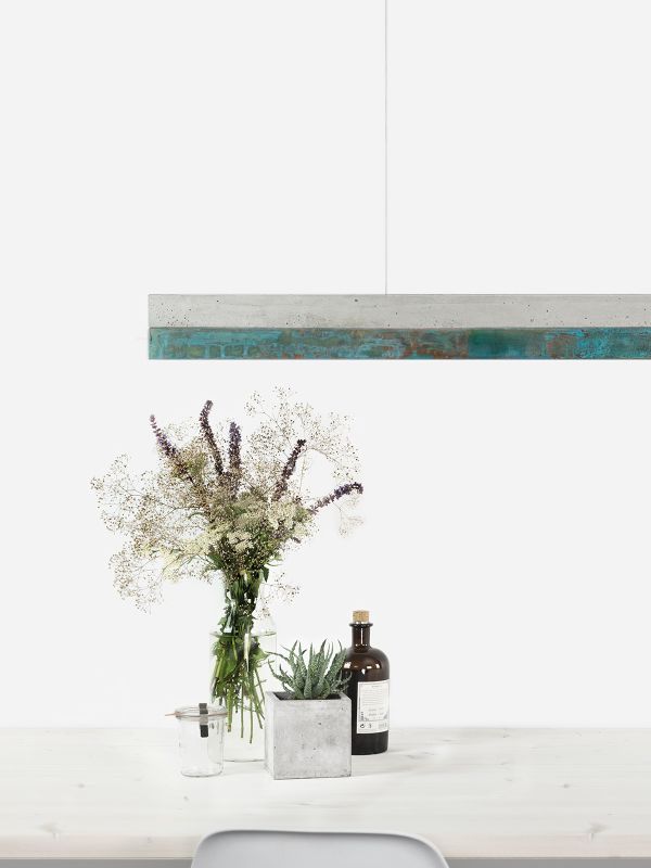 [C2] Concrete & Oxidised Copper Pendant Light 92CM