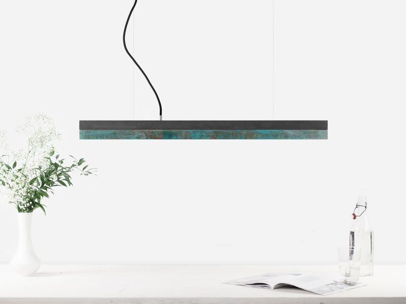 [C2] Concrete & Oxidised Copper Pendant Light 92CM