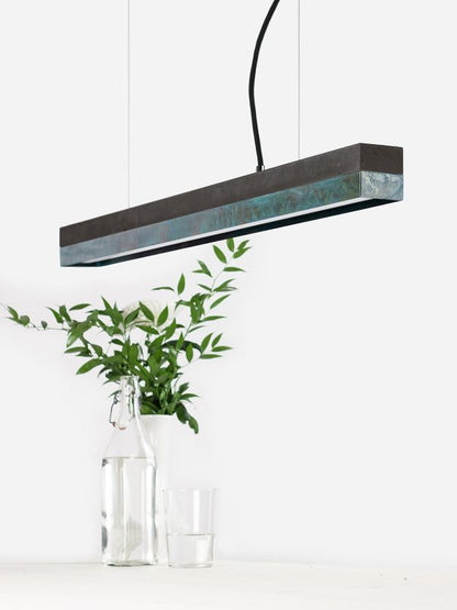 [C2] Concrete & Oxidised Copper Pendant Light 92CM