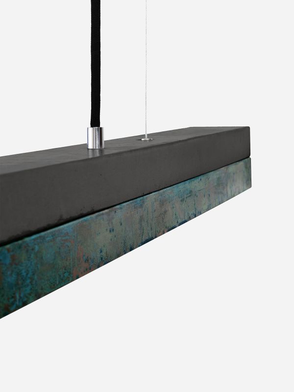 [C2] Concrete & Oxidised Copper Pendant Light 92CM