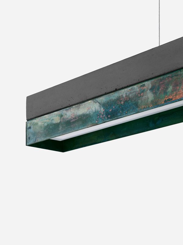 [C2] Concrete & Oxidised Copper Pendant Light 92CM