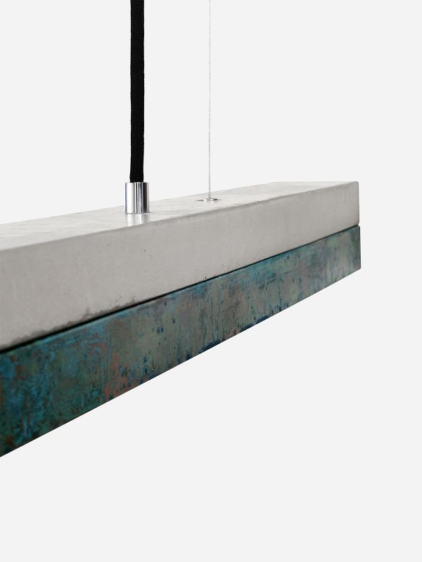 [C2] Concrete & Oxidised Copper Pendant Light 92CM