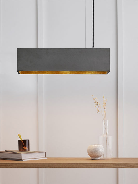 [B4] Rectangular Pendant Light - Dark Grey