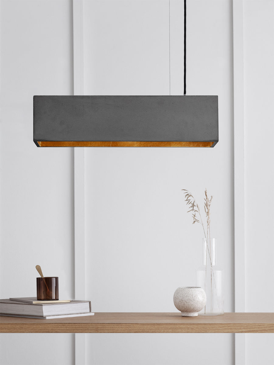 [B4] Rectangular Pendant Light - Dark Grey