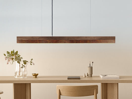 [C1w] Walnut Wood & Rust Corten Steel Pendant 122CM