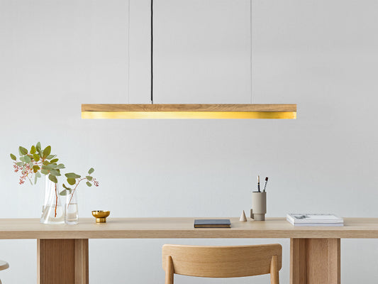 [C2o] Oak Wood & Brass Pendant 92CM