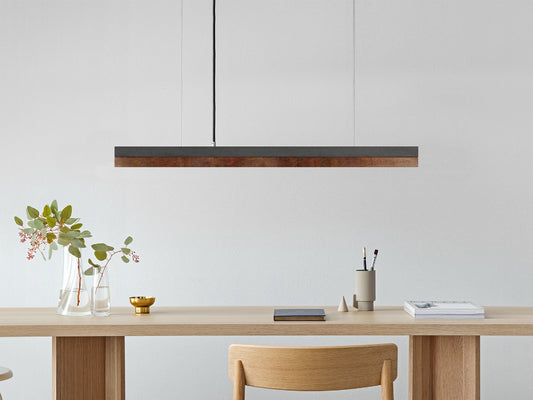 [C2] Concrete & Rust Corten Steel Pendant 92CM