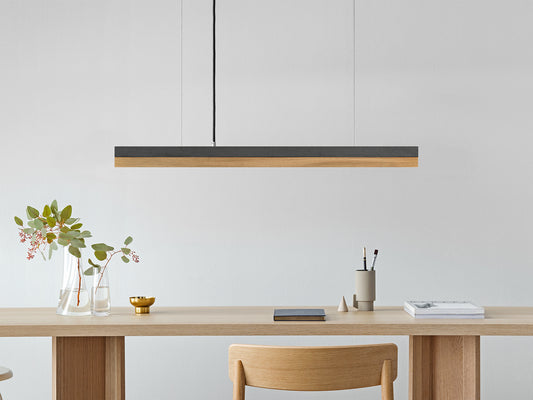 [C2] Concrete & Oak Pendant 92CM