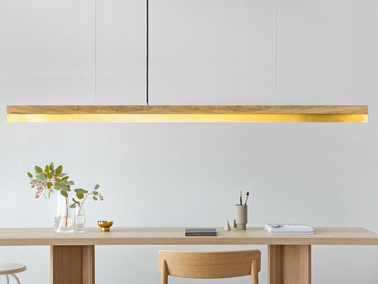 [C3o] Oak Wood & Brass Pendant 182CM