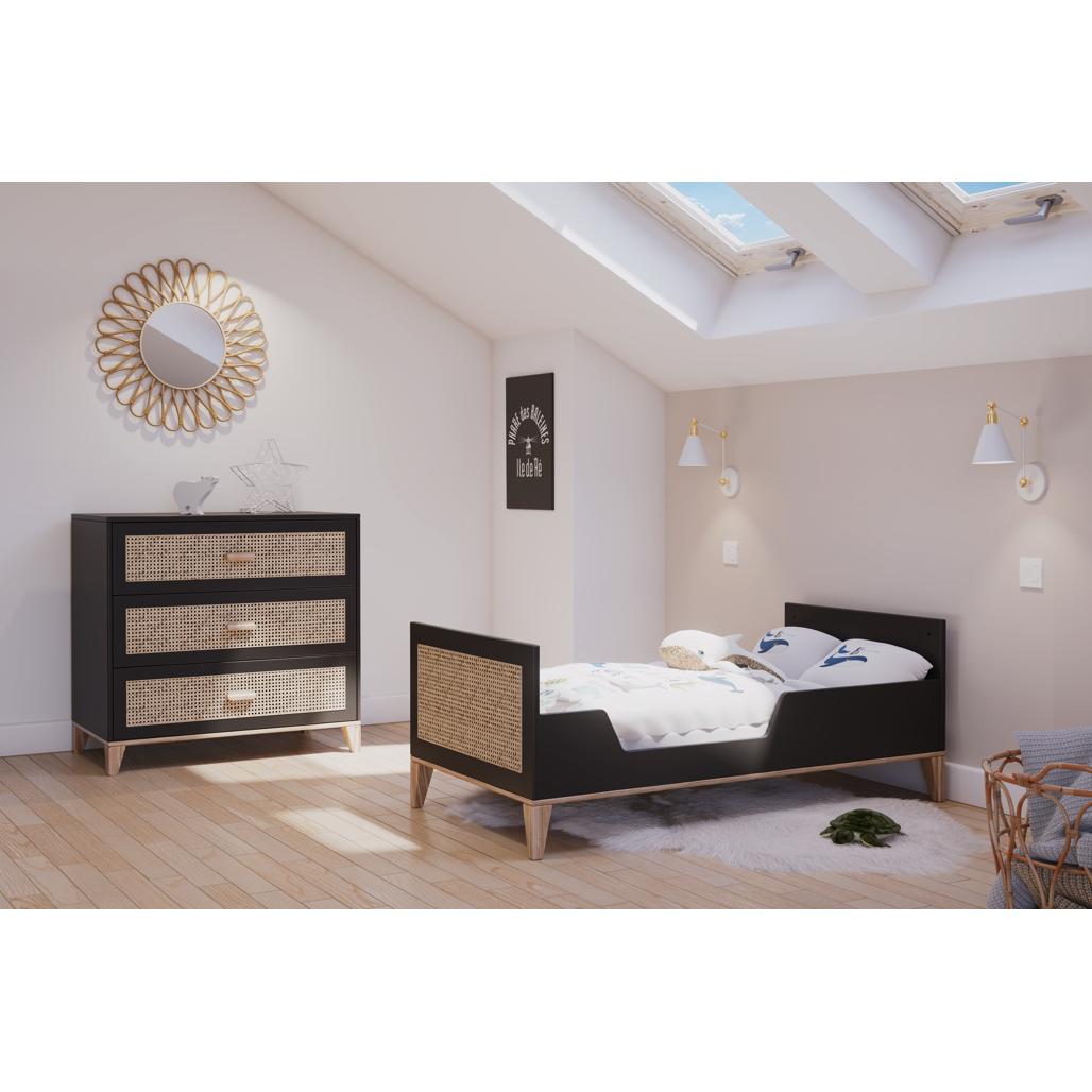 Nami Evolutive Bed Rattan 70 x 140 - Onyx