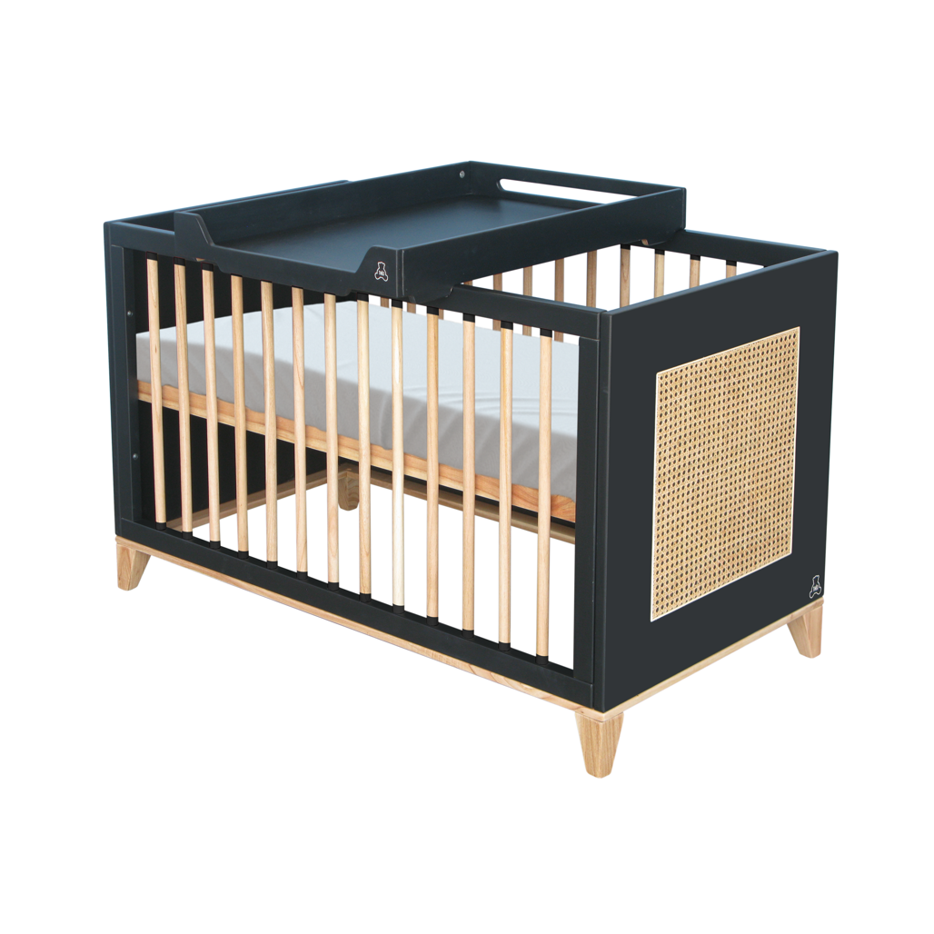 Nami Evolutive Bed Rattan 60 x 120 - Onyx