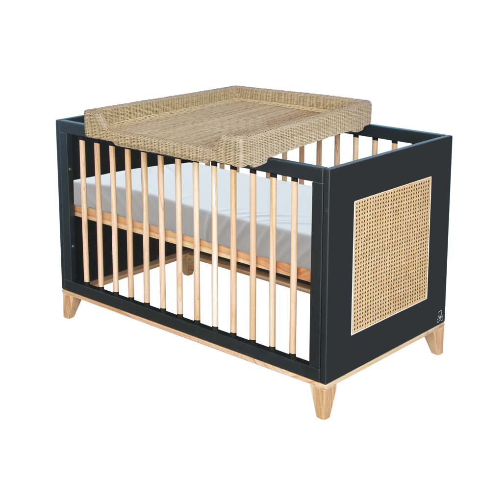 Nami Evolutive Bed Rattan 60 x 120 - Onyx