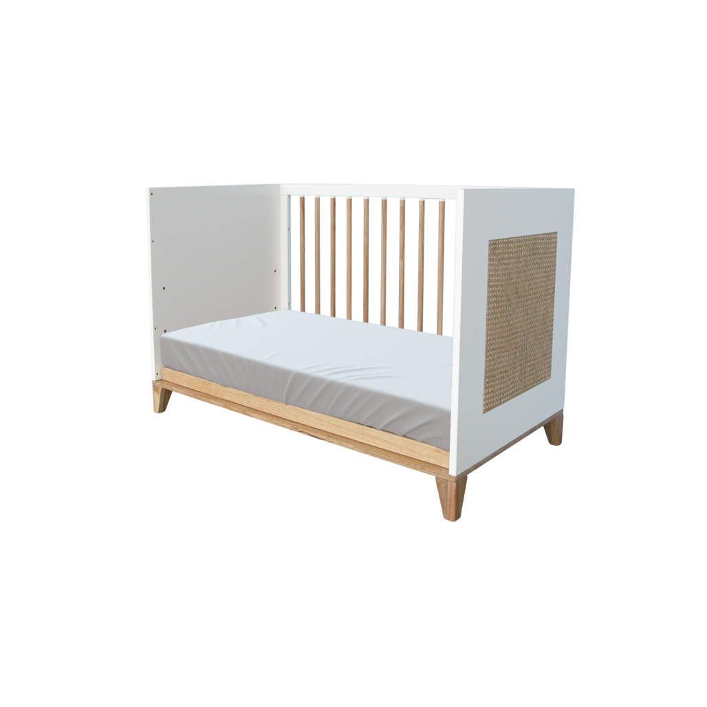 Nami Evolutive Bed Rattan 60 x 120 - Neige