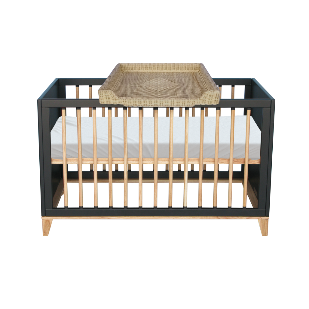 Nami Evolutive Bed Rattan 60 x 120 - Onyx