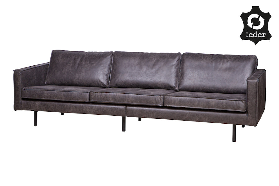 LOFT Black Leather Sofa 277CM, 20 - 25 Day Delivery- D40Studio