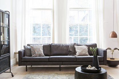 LOFT Black Leather Sofa 277CM, 20 - 25 Day Delivery- D40Studio