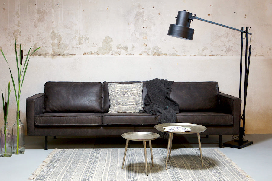 LOFT Black Leather Sofa 277CM, 20 - 25 Day Delivery- D40Studio