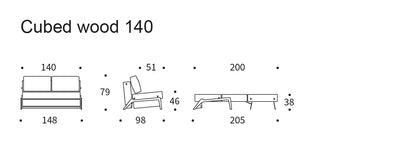 CUBED Oak Sofa Bed 140CM