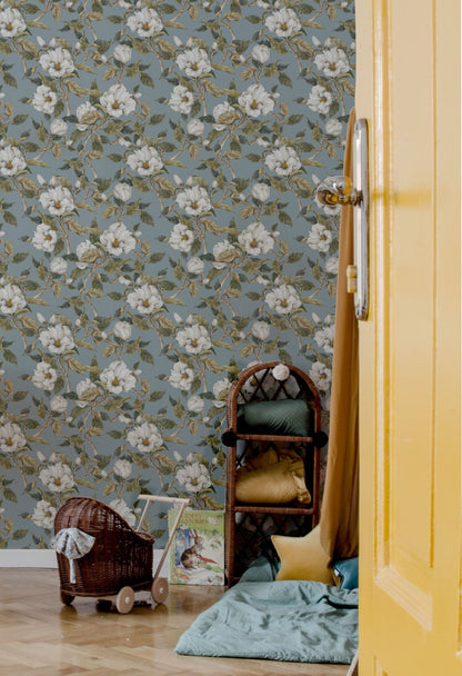 Magnolias Blue Wallpaper 50x280CM