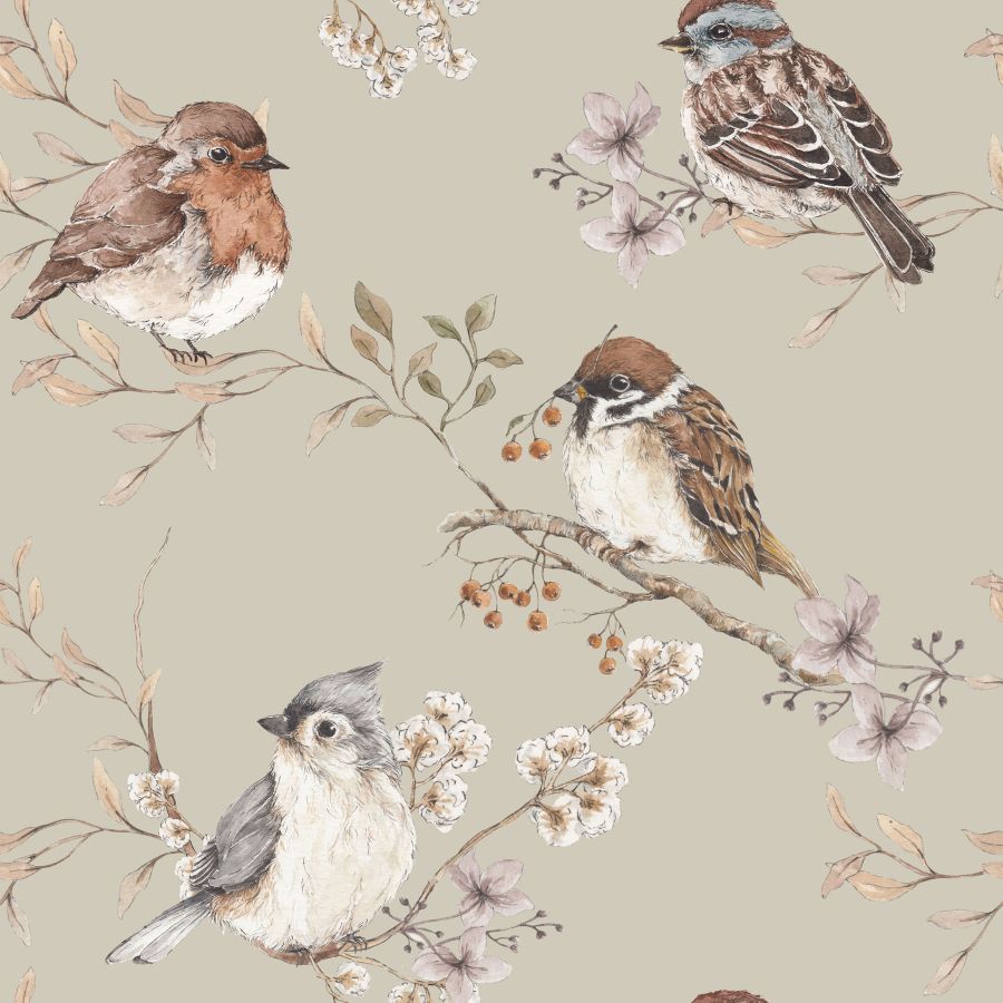 BIRDS GREEN Wallpaper 50x280CM