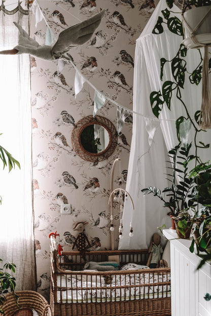 BIRDS GREEN Wallpaper 50x280CM