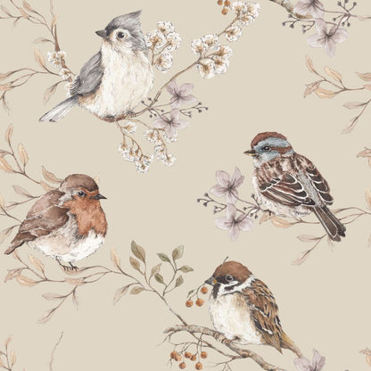 BIRDS BEIGE Wallpaper 50x280CM