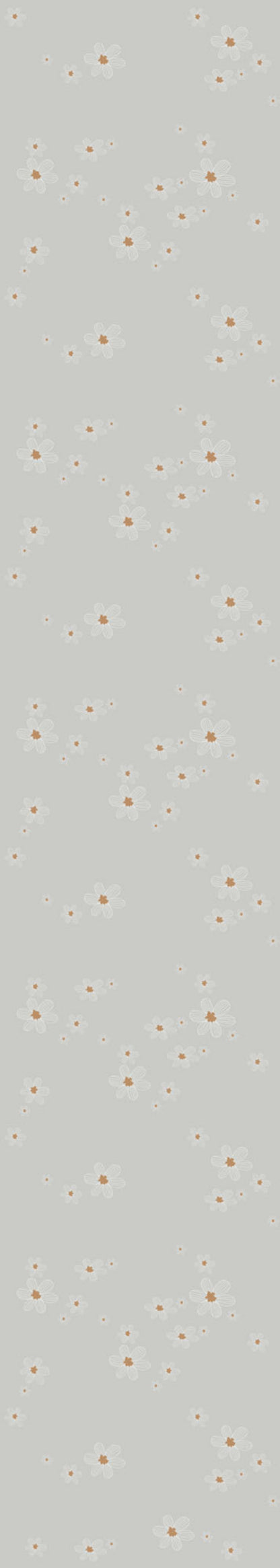 Graphic Flowers On Grey Background Wallpaper 50x280CM